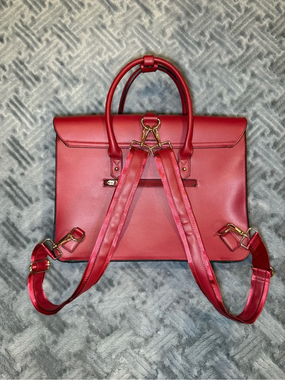 Red Structured Bow Accent Satchel Work/School Bag